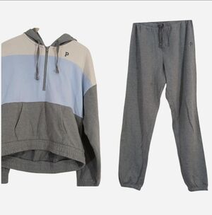 PINK Victoria's Secret Color Block Hoodie Sweatpants Joggers Set Outfit L/M